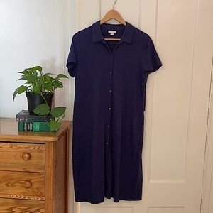 J. JILL Navy Blue Button Down Knit Shirtdress, M T